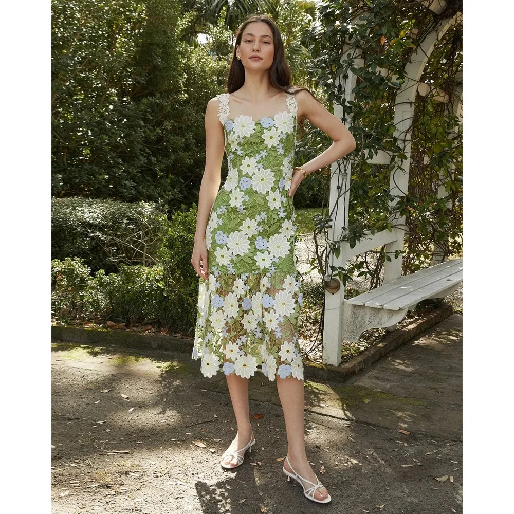 NWT o.p.t Floral Embroidered Sleeveless Midi Dress - Size 12